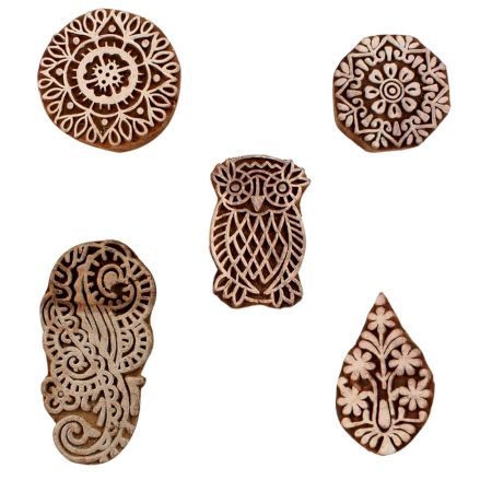 Set of 5 Piece New Mix Wooden Printing Blocks